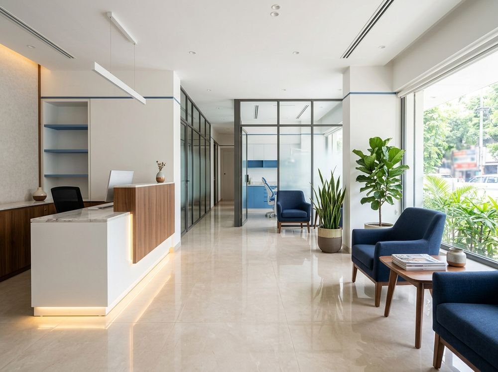 A calm, uncluttered dental waiting area