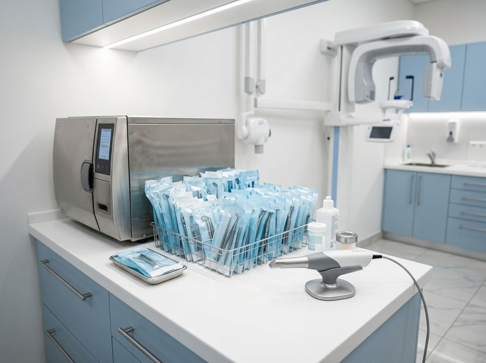 Autoclave steriliser and sealed instrument pouches